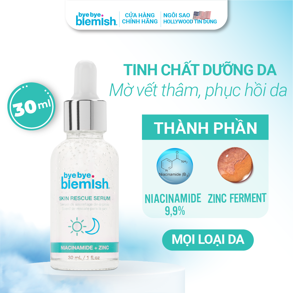 Tinh Chất 9,9 % Niacinamide Phục Hồi Da, Se Khít Lỗ Chân Lông Bye Bye Blemish Skin Rescue Serum 30ml