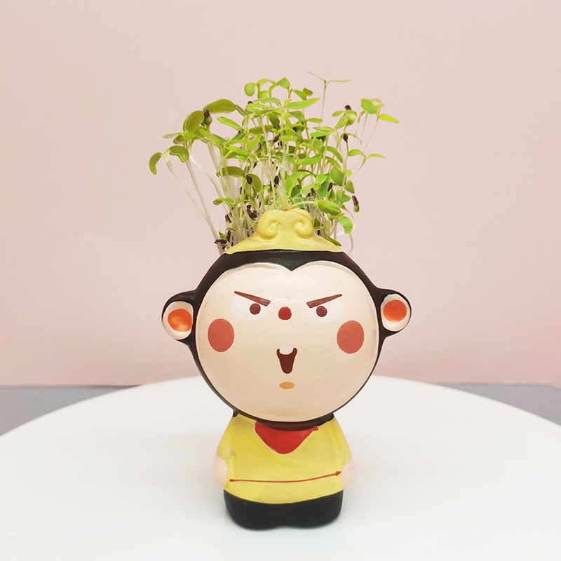 Chậu cây mini Classy hình thầy trò đường tăng siêu dễ thương, tặng kèm hạt mầm PK1567