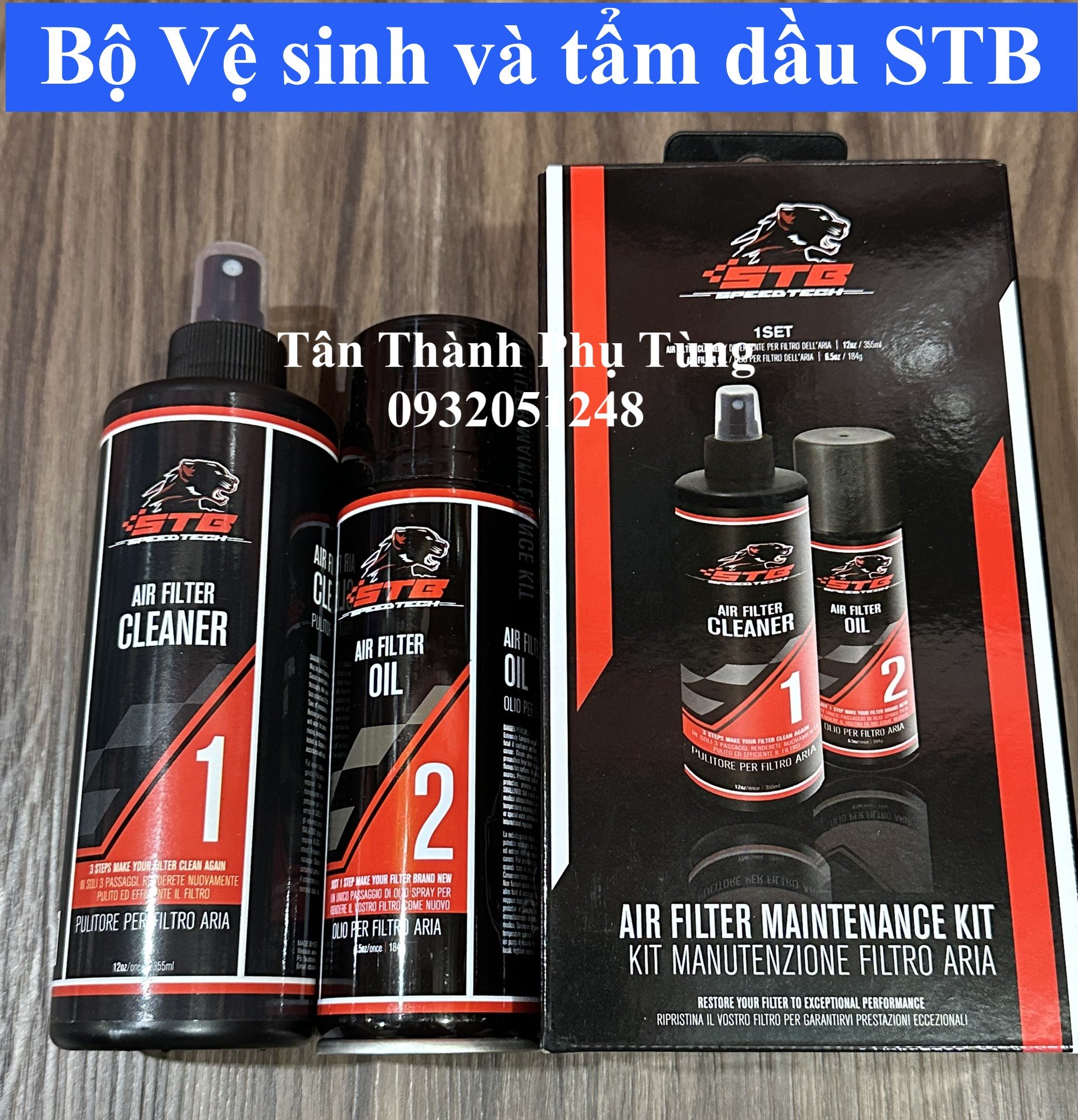 Bộ vê sinh và tầm dầu STB (combo 1 chai rửa, 1 chai dầu) dành cho xe máy