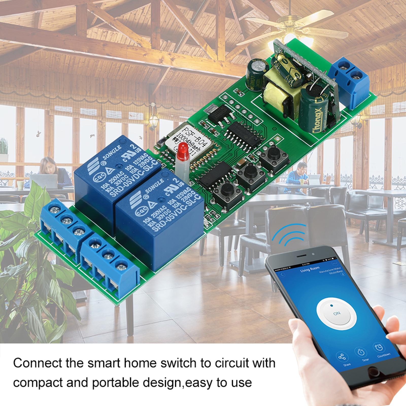 EWeLink Smart Wifi Switch Universal Module 2CH AC85-250V Wireless Switch Timer Phone APP Remote Control Compatible with "Amazon" Alexa Google Home Voice Control for Smart Home