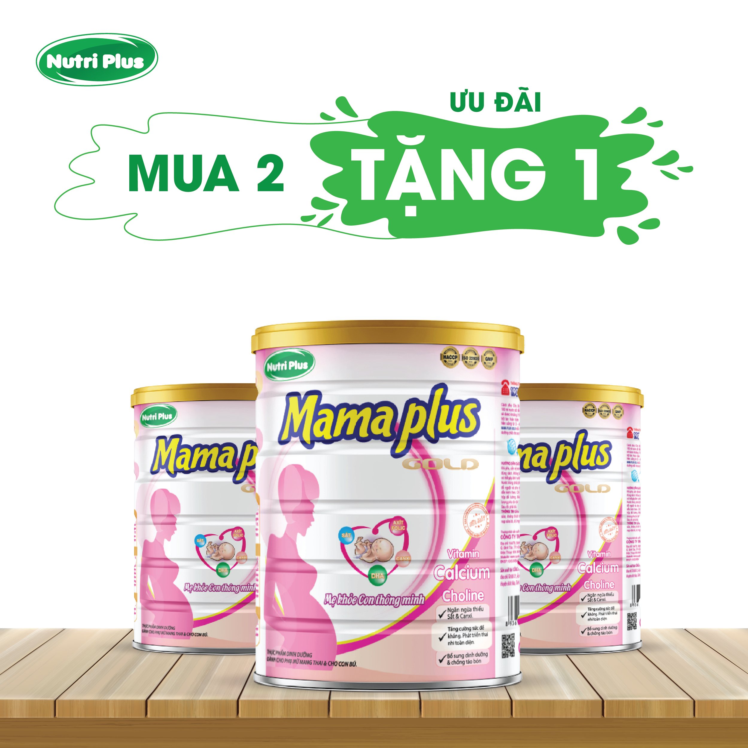 Sữa bầu MAMA PLUS dinh dưỡng cho mẹ bầu khỏe mạnh NUTRI PLUS gold- 900G