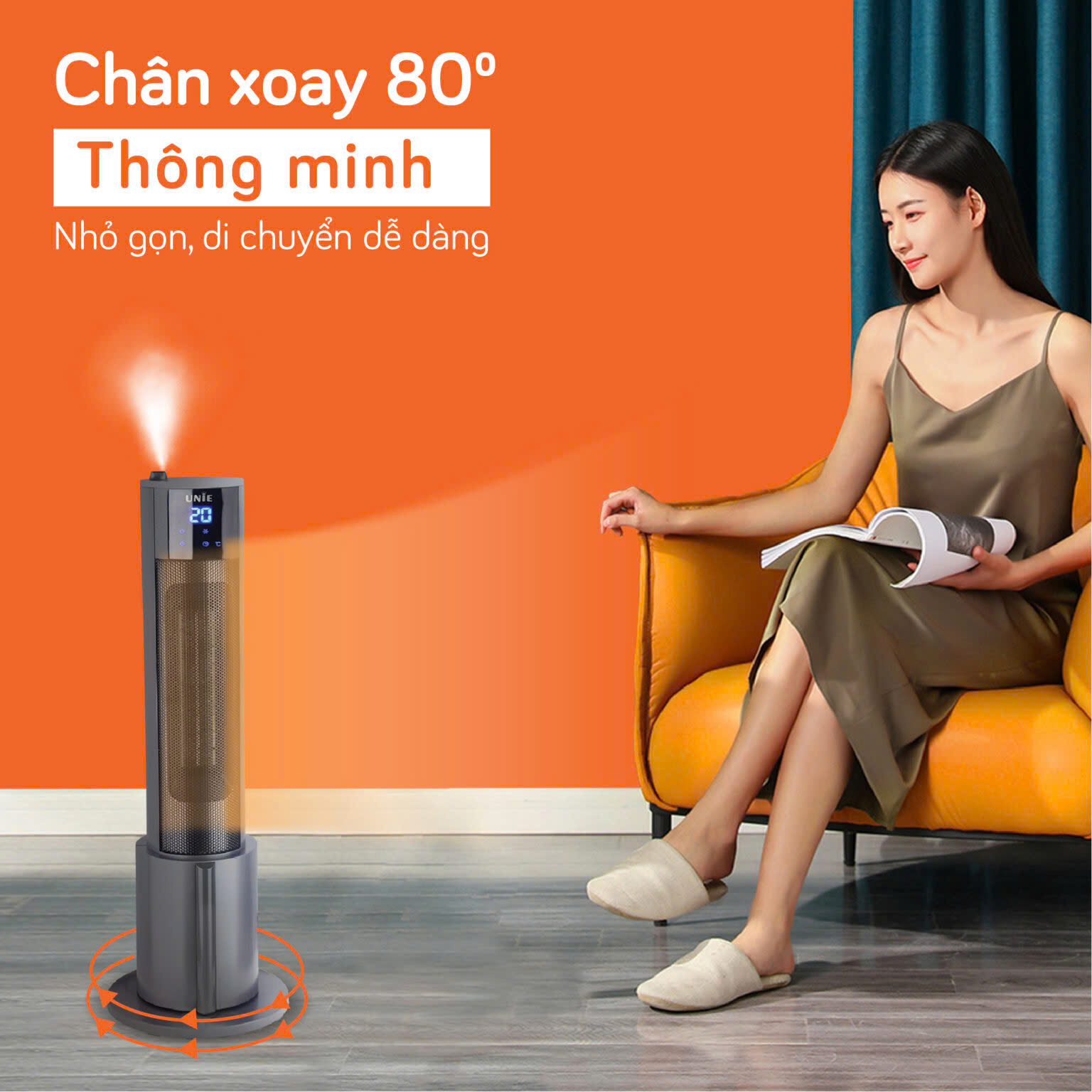 [Hàng chính hãng] Máy sưởi gốm Unie UE129