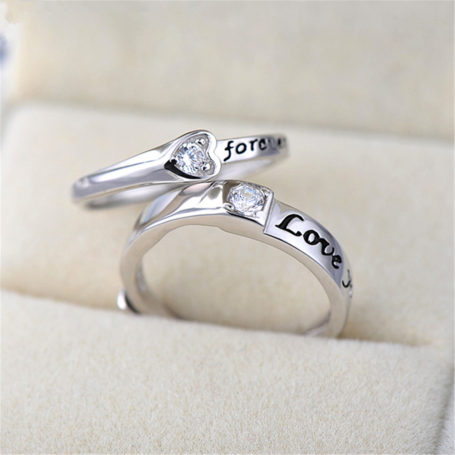 Nhẫn đôi nhẫn cặp thời trang Forever đính đá cực cool NC07