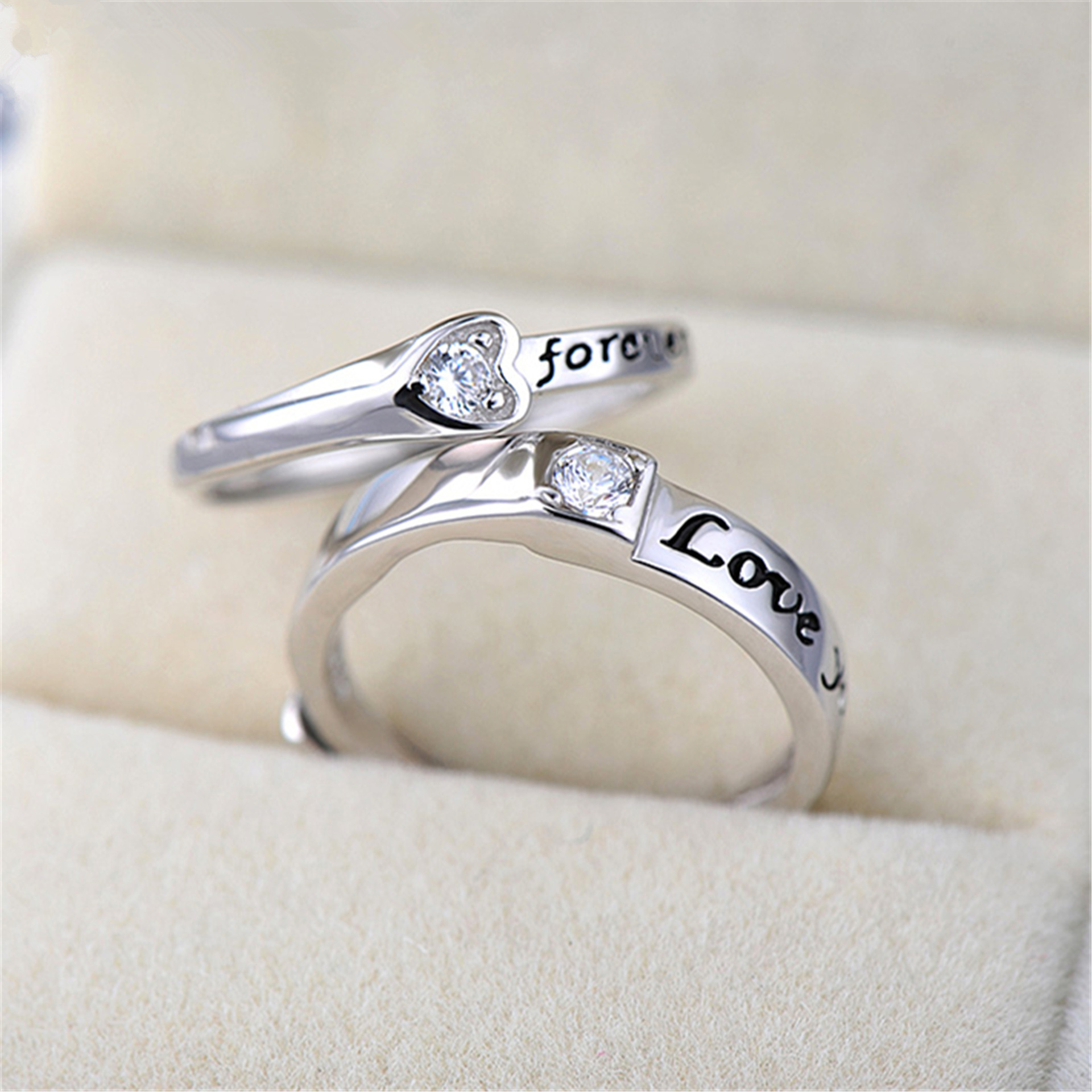 Nhẫn đôi nhẫn cặp thời trang Forever đính đá cực cool NC07