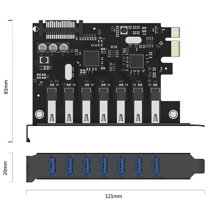 Card chuyển đổi PCI-E ra 7 cổng USB3.0 PVU3-7U