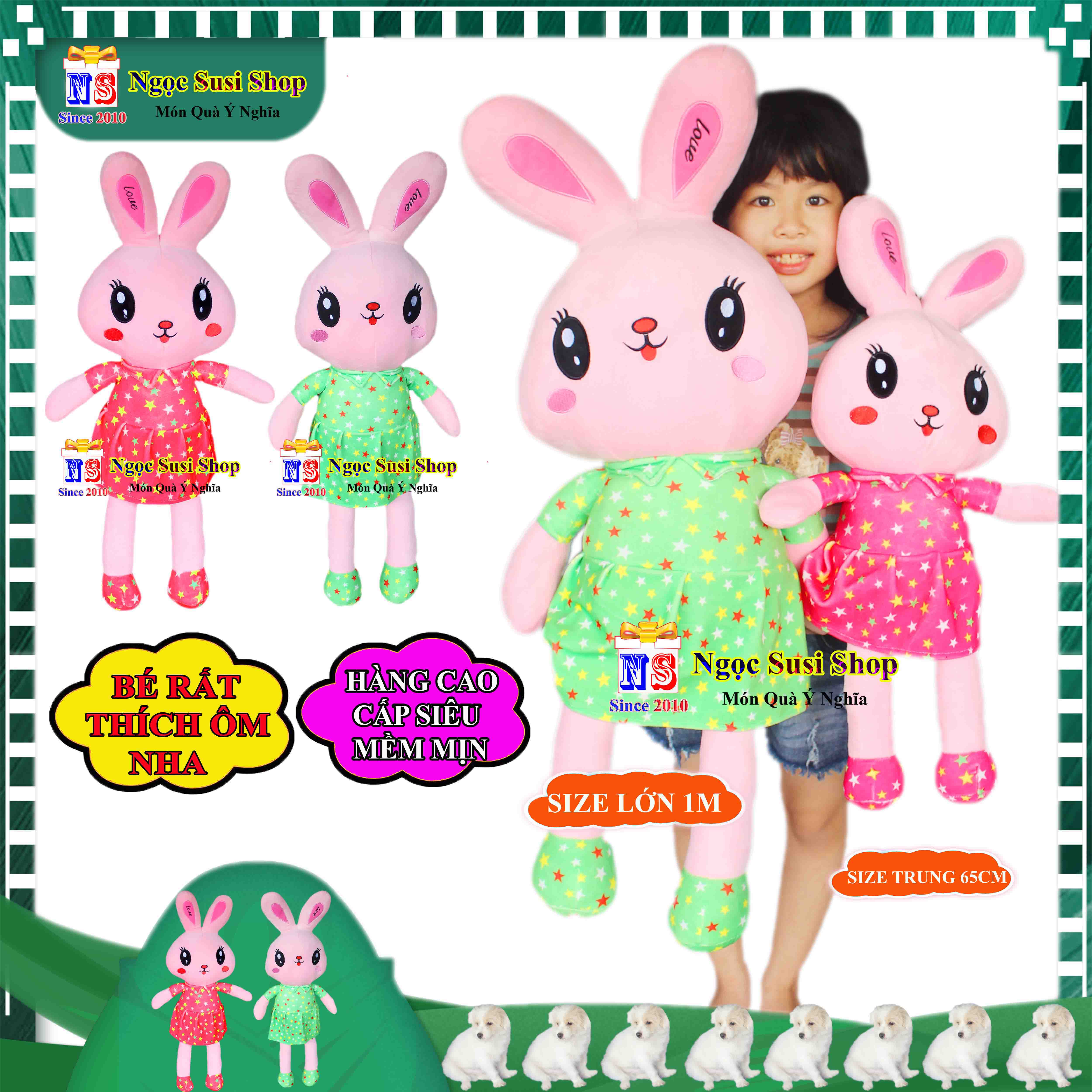 GỐI ÔM THÚ BÔNG THỎ MẶC ĐẦM BÚP BÊ SIÊU MỀM MỊN ÔM NGỦ - THÚ BÔNG HÌNH CON THỎ BÚP BÊ SIÊU CƯNG