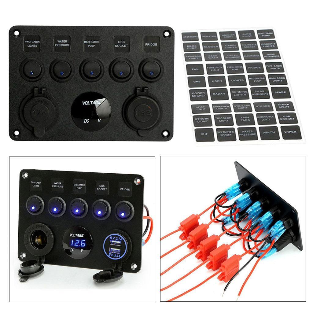 5 GANG  TOGGLE SWITCH PANEL   12V/24V FOR  MARINE TRUCK CAMPER