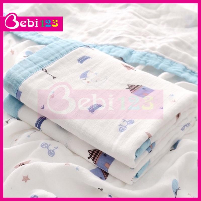 (Loại 1) Chăn, mền, khăn quấn, khăn tắm Organic viền 6 lớp sợi tre cao cấp cho bé (110x110cm)