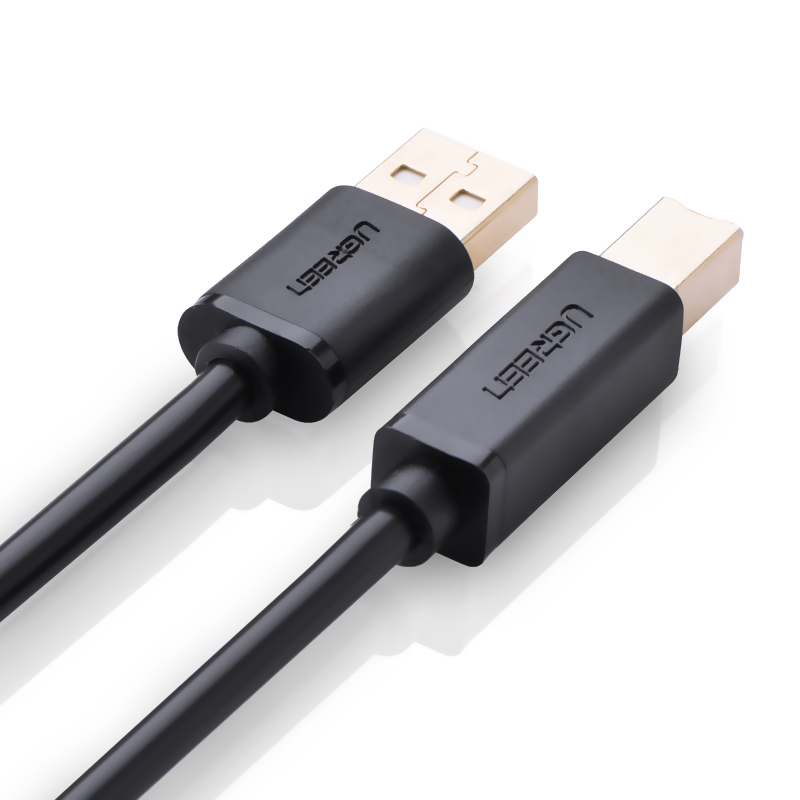 Dây máy in mạ vàng USB 2.0 chuẩn A đực sang chuẩn B đực dài 1.5M UGREEN US135 10350 - Hàng nhập khẩu