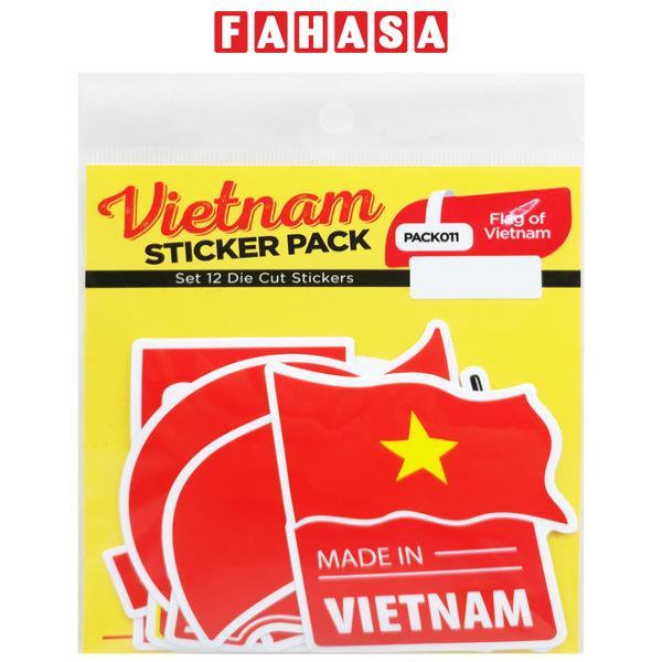 Bộ 12 Sticker Hình Lá Cờ Việt Nam - Stickerfactory