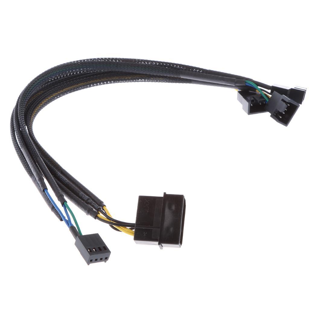 4 Pin Y Fan Power Cable PWM Fan Splitter Lead 1 to 4 Adapter Black Sleeved