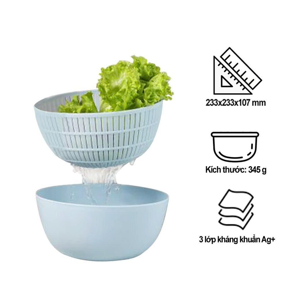 Bộ thau rổ đa năng Yoko 23 cm - Thau đựng thực phẩm, Rổ rửa rau củ quả - Hàng chính hãng INOCHI - Tiêu chuẩn Nhật Bản