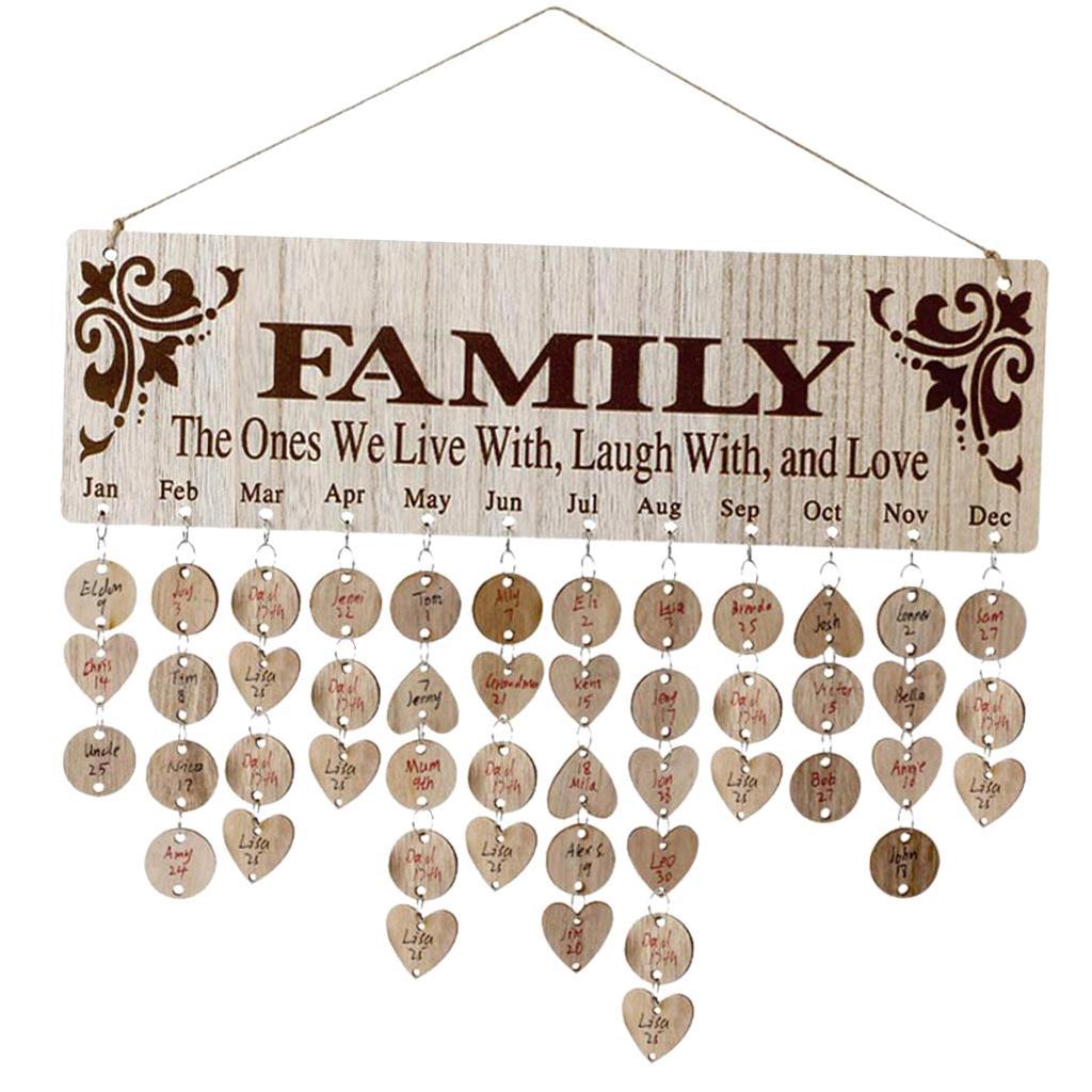 Family Birthday Board DIY Hanging Wooden Birthday Reminder Calendar