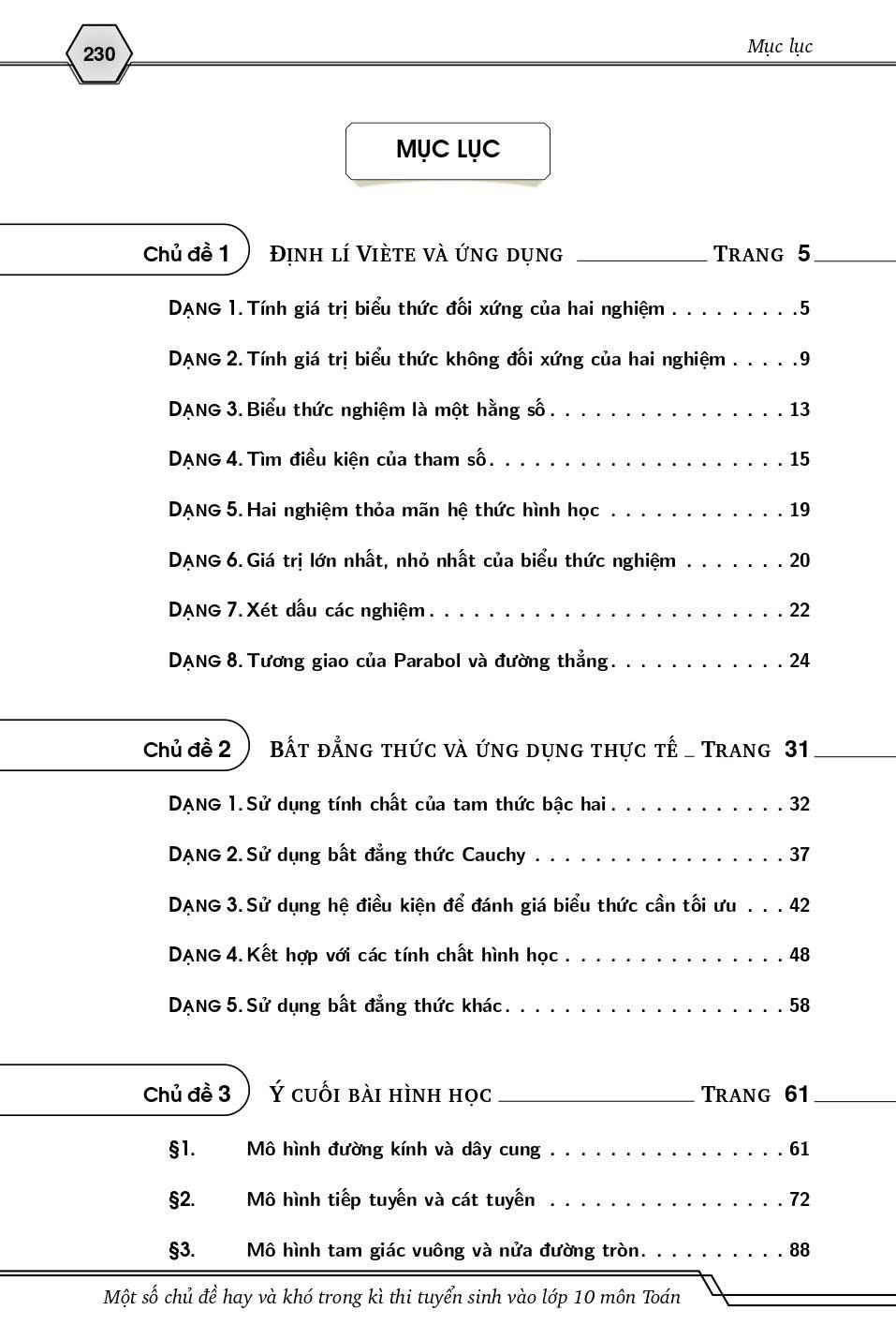 Sách - Một Số Chủ Đề Hay Và Khó Trong Kì Thi Tuyển Sinh Vào Lớp 10 Môn Toán