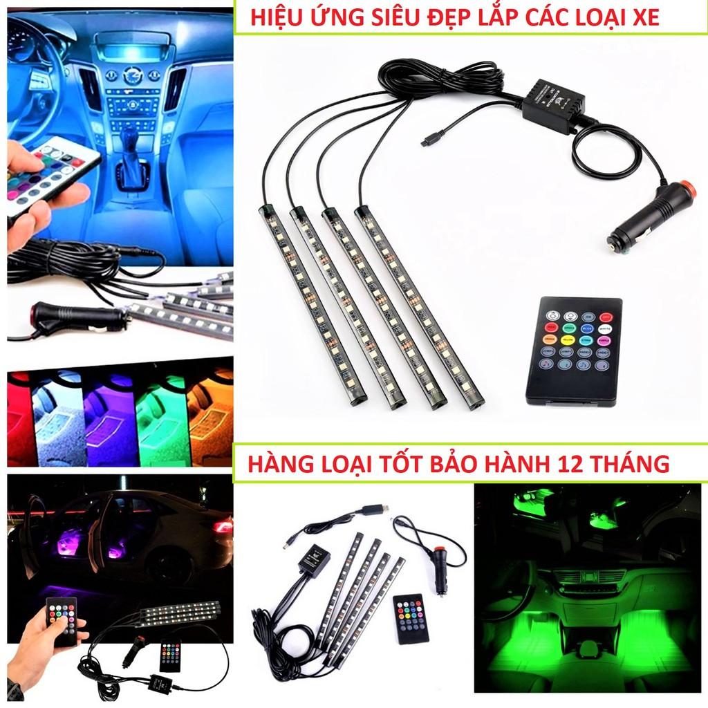 Đèn gầm ghế 4 led kèm điều khiển đổi màu hiệu ứng cực đẹp trang trí nội thất ô tô loại tốt