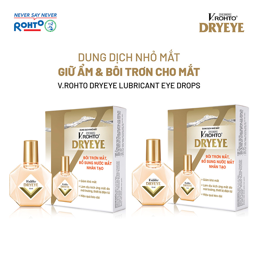 Combo 2 Nước nhỏ mắt cấp ẩm &amp; bổ sung nước mắt nhân tạo V.Rohto DryEye 13ml