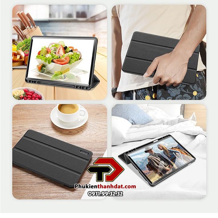 Bao da thông minh dành cho Samsung Tab S7, Tab S7+, Tab S7 FE, S8+ Plus, S8, S8 Ultra, S6 Lite P610/P615, S6 Lite 2022 Chính hãng Dux Ducis domo có khay đựng bút - Hàng Chính Hãng