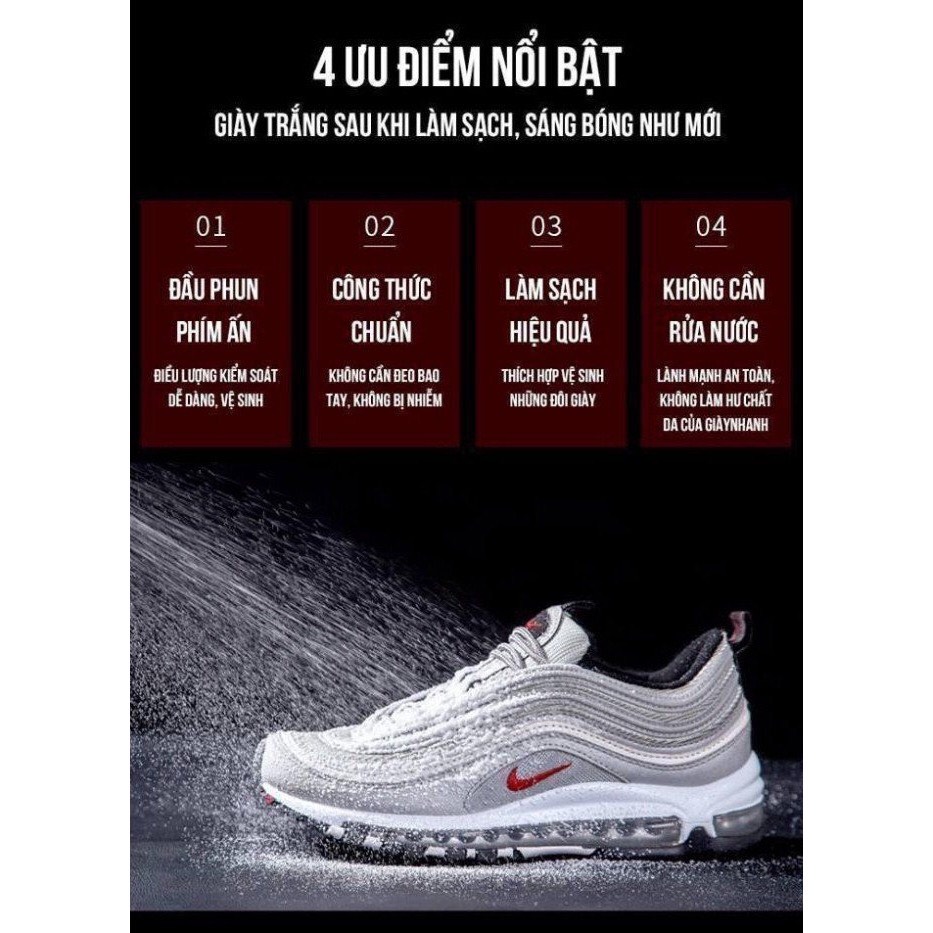 Dung Dịch Vệ Sinh Sneaker 300ml Chai Xịt Tạo Bọt Vệ Sinh Giày Cao Cấp Khử Mùi, Tẩy Trắng Giày Dép, Túi Xách Siêu Tốc