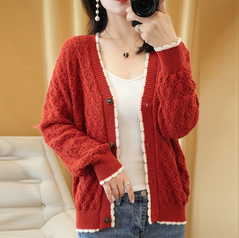 Áo khoác cardigan len phối ren ấm áp DV02