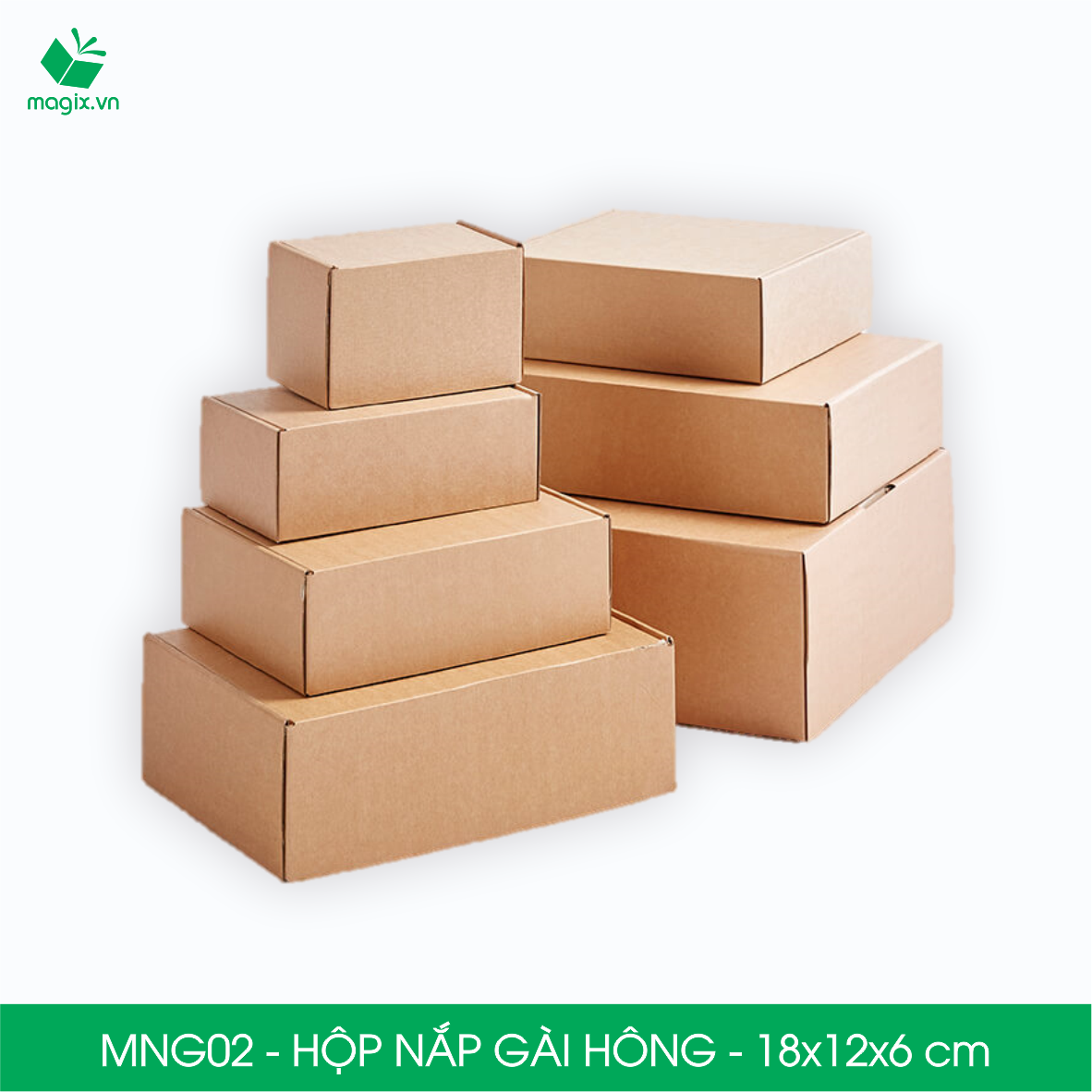 MNG02 - 18x12x6cm - Combo 20 hộp nắp gài hông - Thùng carton đóng hàng