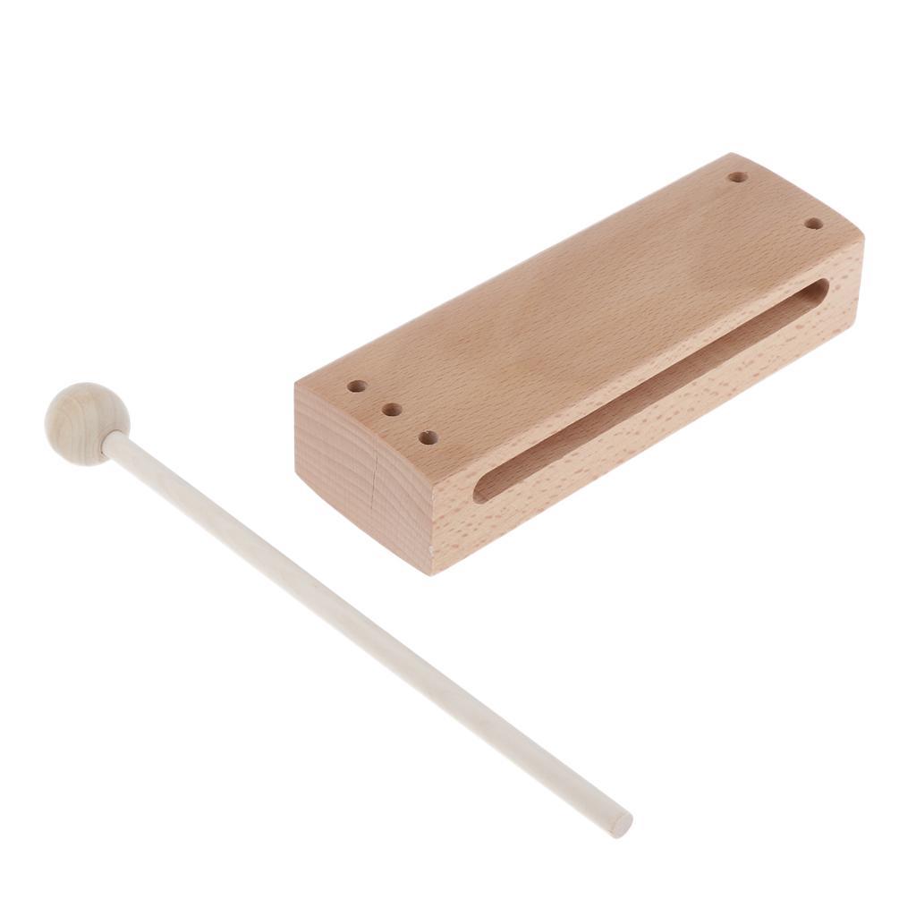 Wooden Percussion Block with Mallet for Kids Music Development Toy Gift