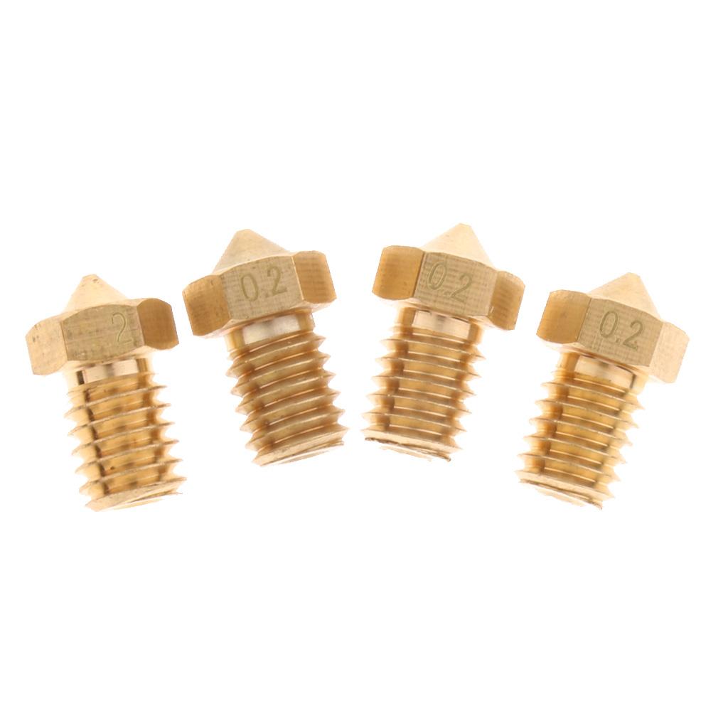 4x 0.2mm Extruder Brass Nozzle Print Head for 1.75mm 3D Printers Accessories