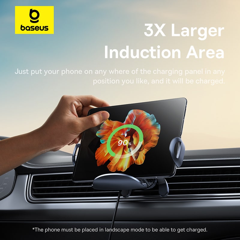 Đế Giữ Điện Thoại / Máy Tính Bảng Tích Hơp Sạc Không Dây Trên Xe Ôtô Baseus LightChaser Series Triple-Coil Wireless Charging Electric Car Mount (Hàng chính hãng)