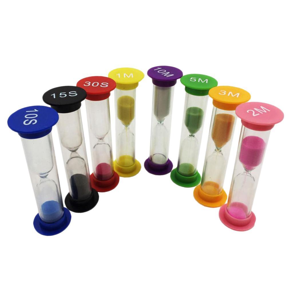 2x10/15/30 Seconds & 1+2+3+5+10 Minutes Plastic Sandglass Hourglass Timer Set