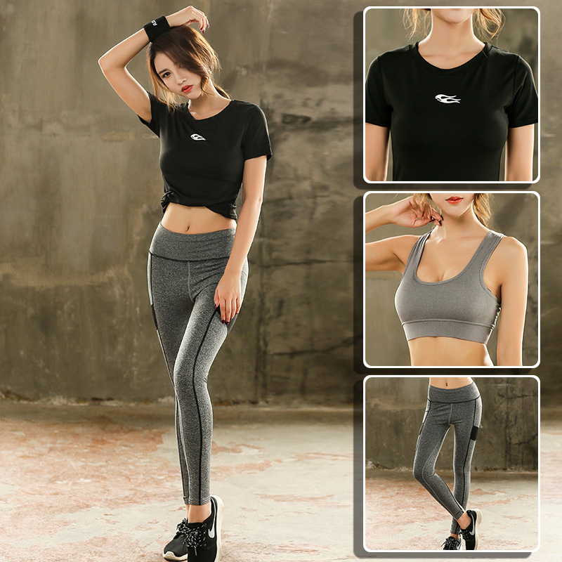 Set Bộ 3  đồ quần Legging áo thun thể thao nữ và áo ngắn ( Đồ Tập Gym, Yoga, Aerobic )