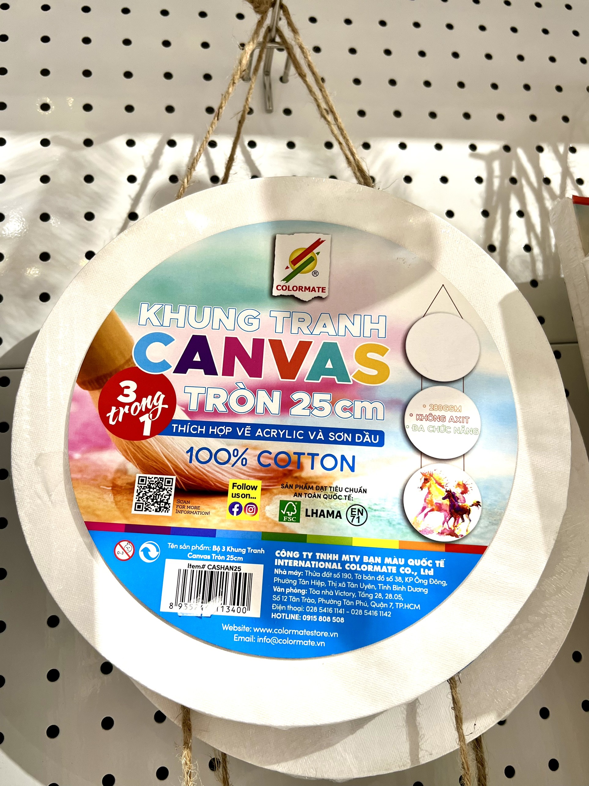 Khung vẽ tranh Canvas Colormate 25cm bộ 3 khung có dây treo - COLORMATE