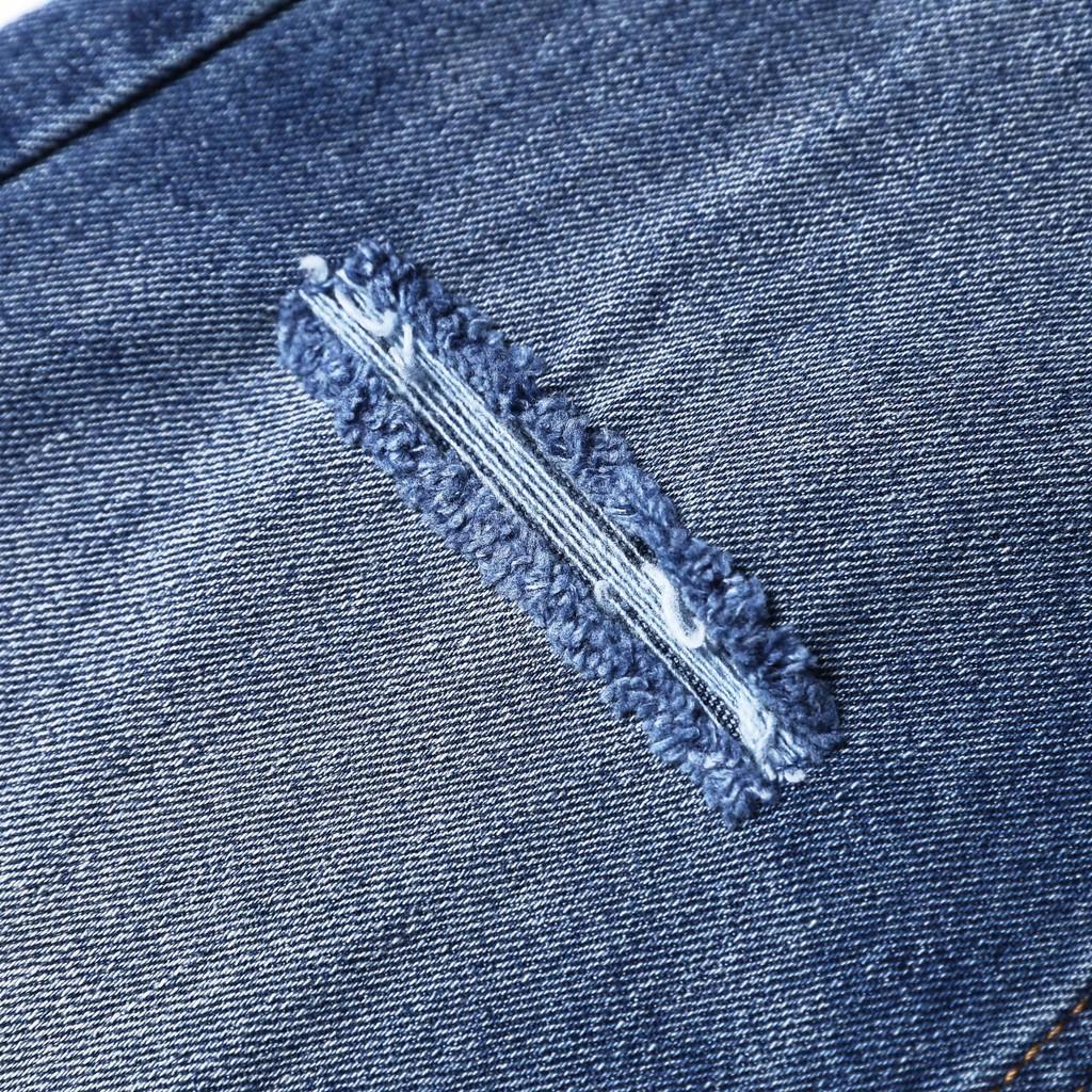 Quần Jeans rách gối Xanh Đậm nam form slimfit CEFFYLO , chất Jean thun co giãn nhẹ