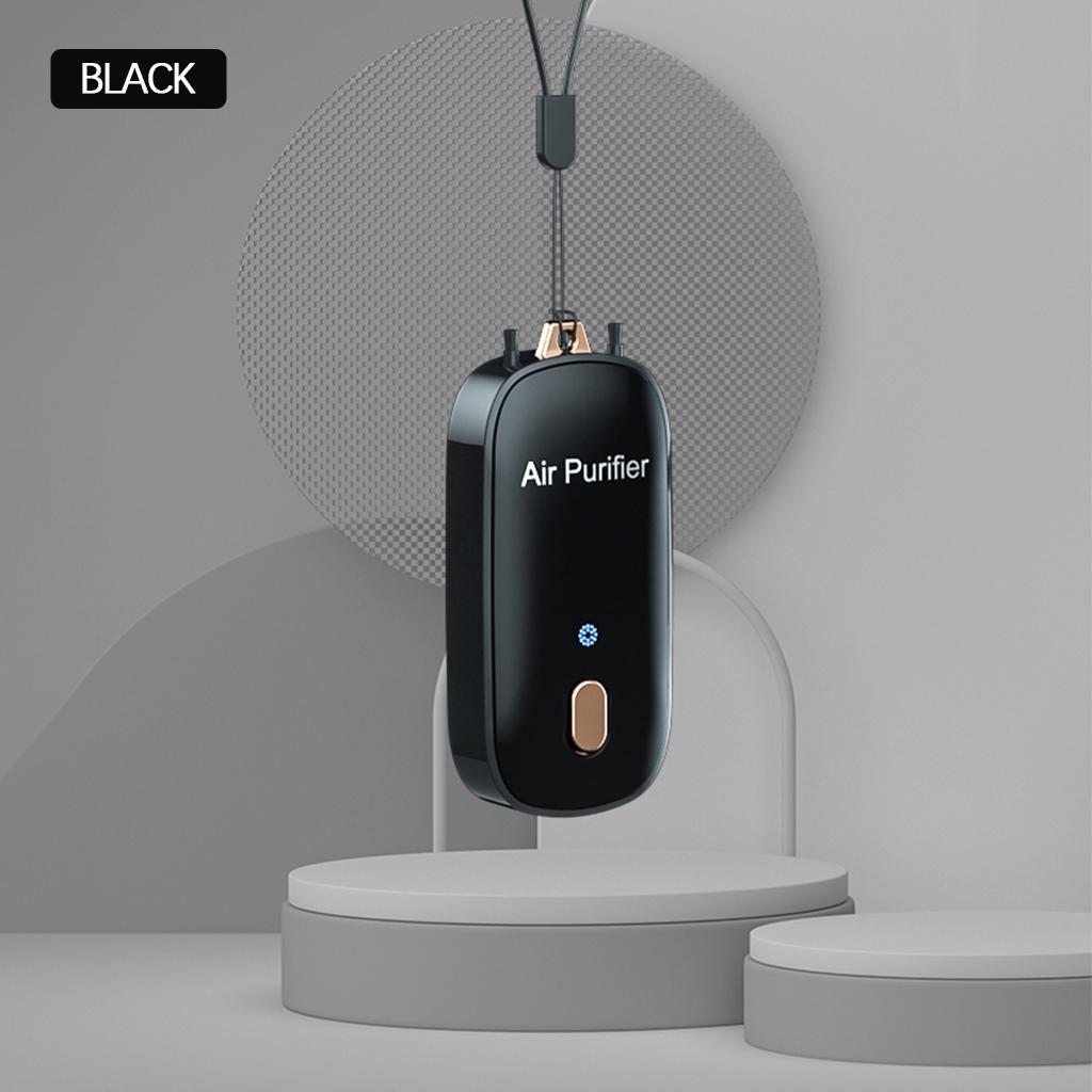 2X Portable Personal Necklace Air Purifier Wearable Freshener Air Cleaner Black