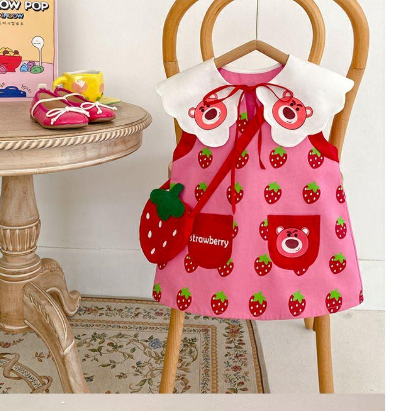 CHENGRUI Mùa hè em bé ngọt ngào dễ thương lá sen cổ áo vest váy