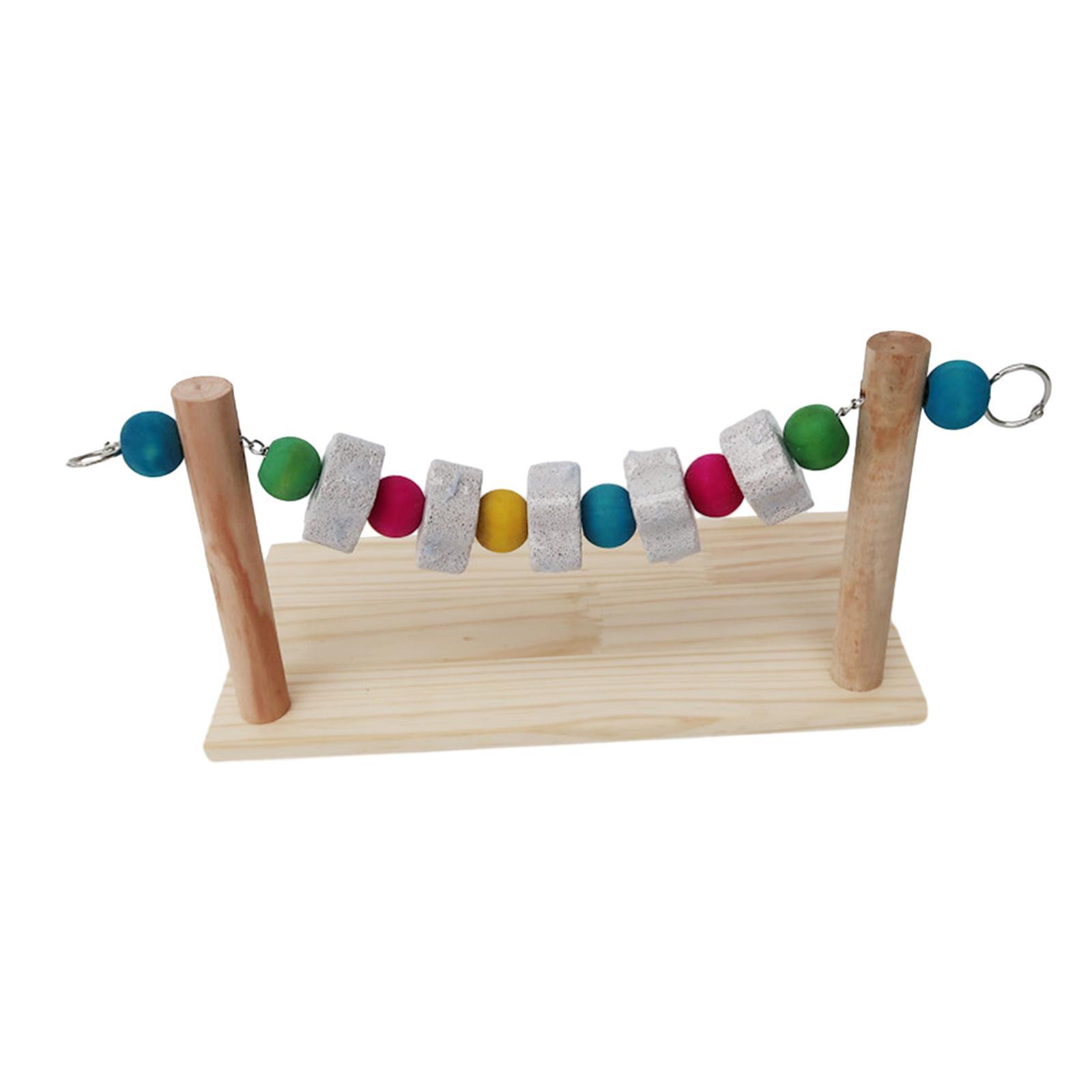 Grinding Block Chew Toy Perching Play Climbing Platform Wooden Playground Bird Stand Molar Stone for Rabbits Rat Gerbil Chipmunk Chinchilla