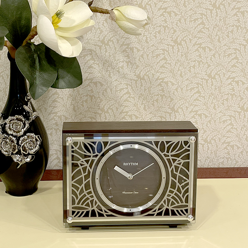 Đồng hồ để bàn Nhật Bản Rhythm CRH211NR06 - Kt 26.7 x 20.5 x 10.0cm, 1.5kg Vỏ gỗ.