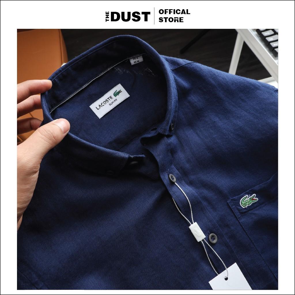 Áo sơ mi nam cộc tay trơn cổ bẻ basic LCT chuẩn form chất liệu linen cao cấp, trẻ trung lịch lãm - THE DUST