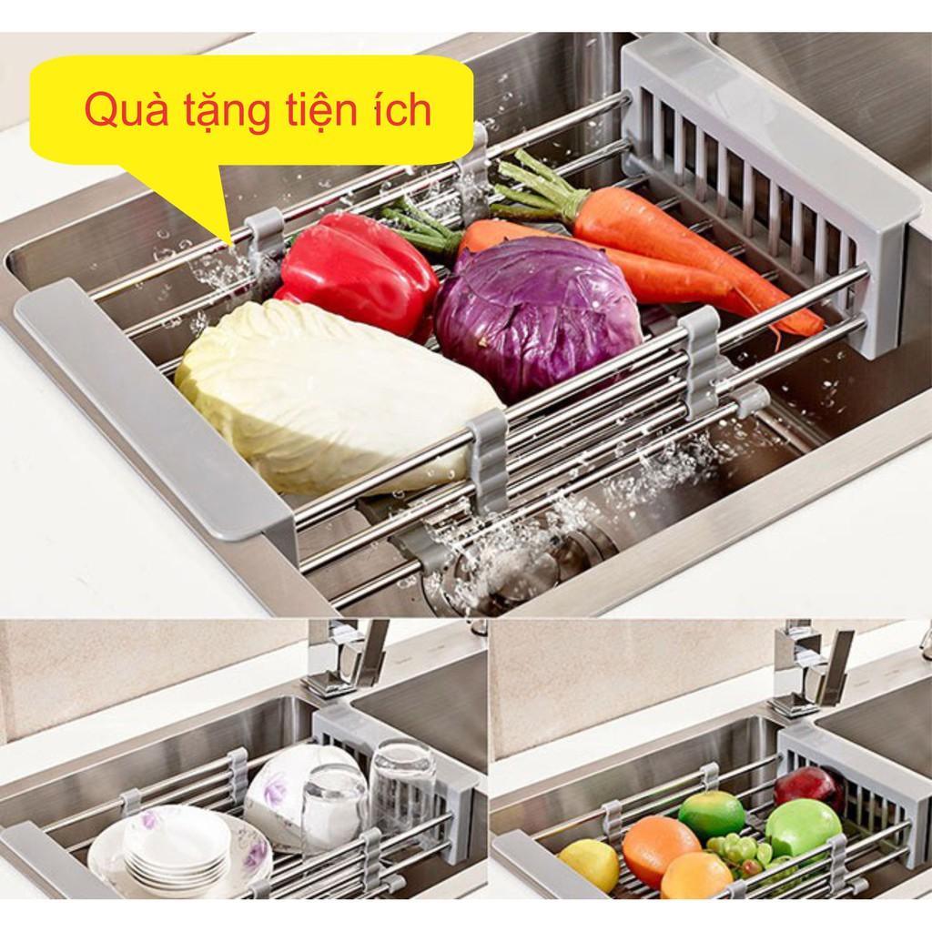 Chậu rửa bát 2 hố bằng inox 304 dày dặn