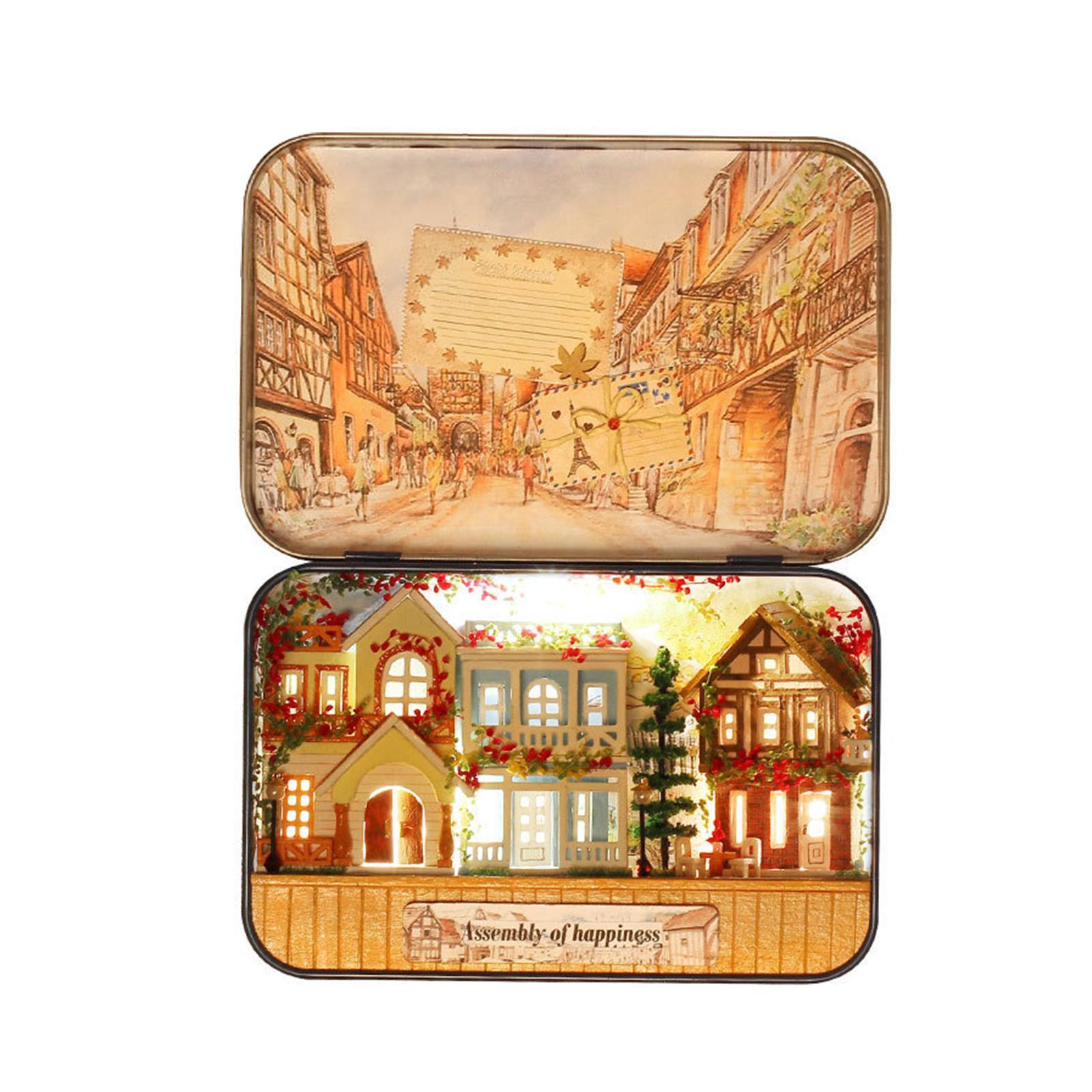 Wooden Dollhouse House Kit with Lights DIY Puzzle Toys Creative Room Romantic Dollhouse Decor Accessory for Kids Women Friends Adults