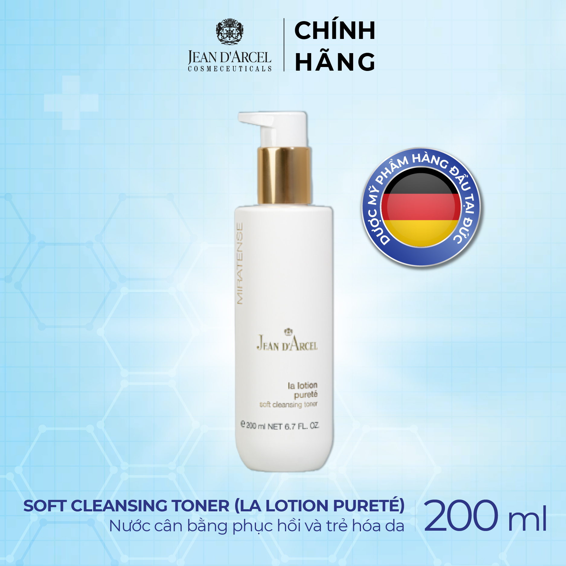 J91 Nước cân bằng phục hồi và trẻ hóa da Miratense - Soft Cleansing Toner (La Lotion Pureté) 200ml - Jean d'Arcel