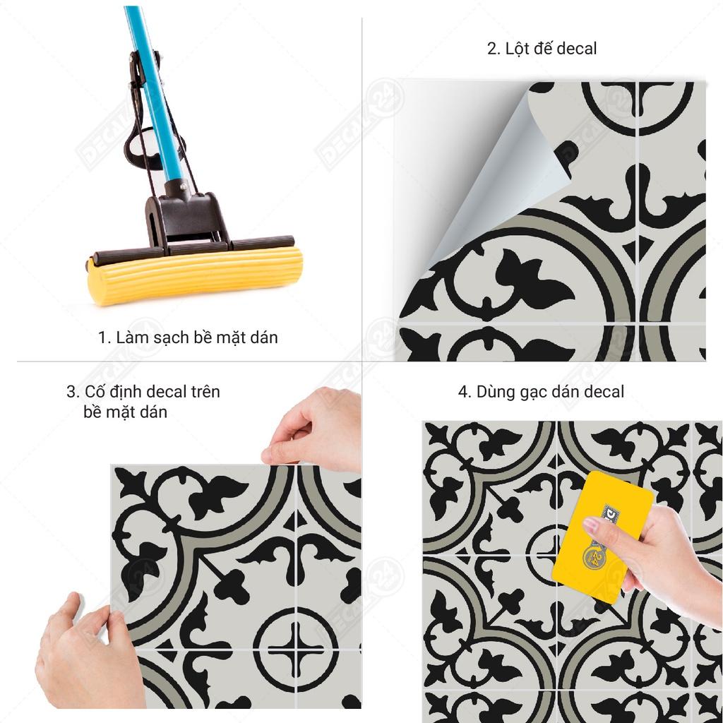 Decal KEO XÁM Dán Sàn Chuyên Dụng, Decal Cao Cấp Họa Tiết Gạch Bông Chống Trầy Xước, Chống Thấm Nước Đa Dạng Mẫu Mã