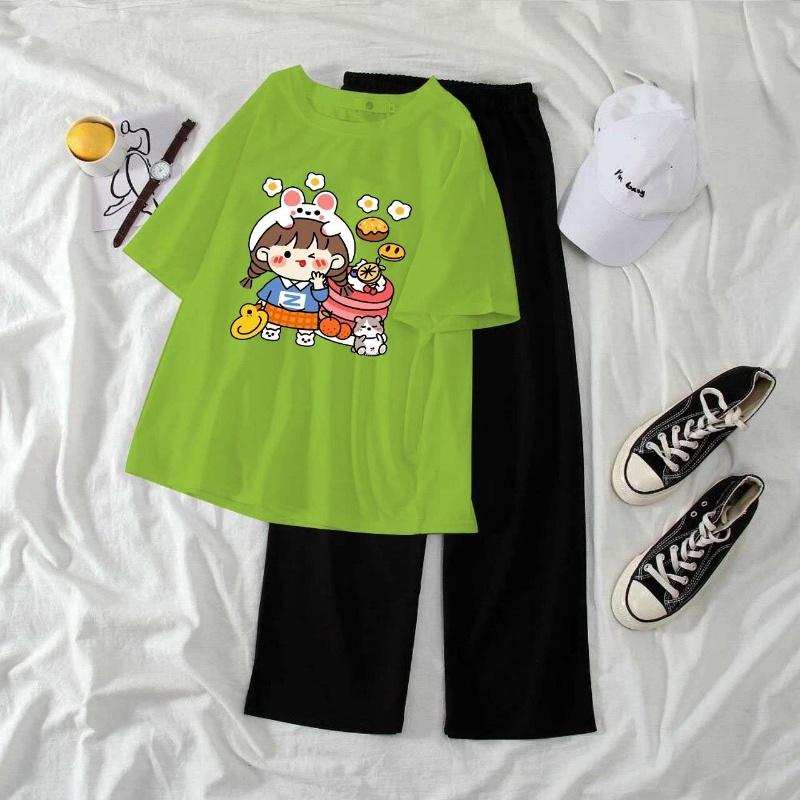 Sét bộ áo cô gái mũ thỏ ,,, quần ống rộng dài cute