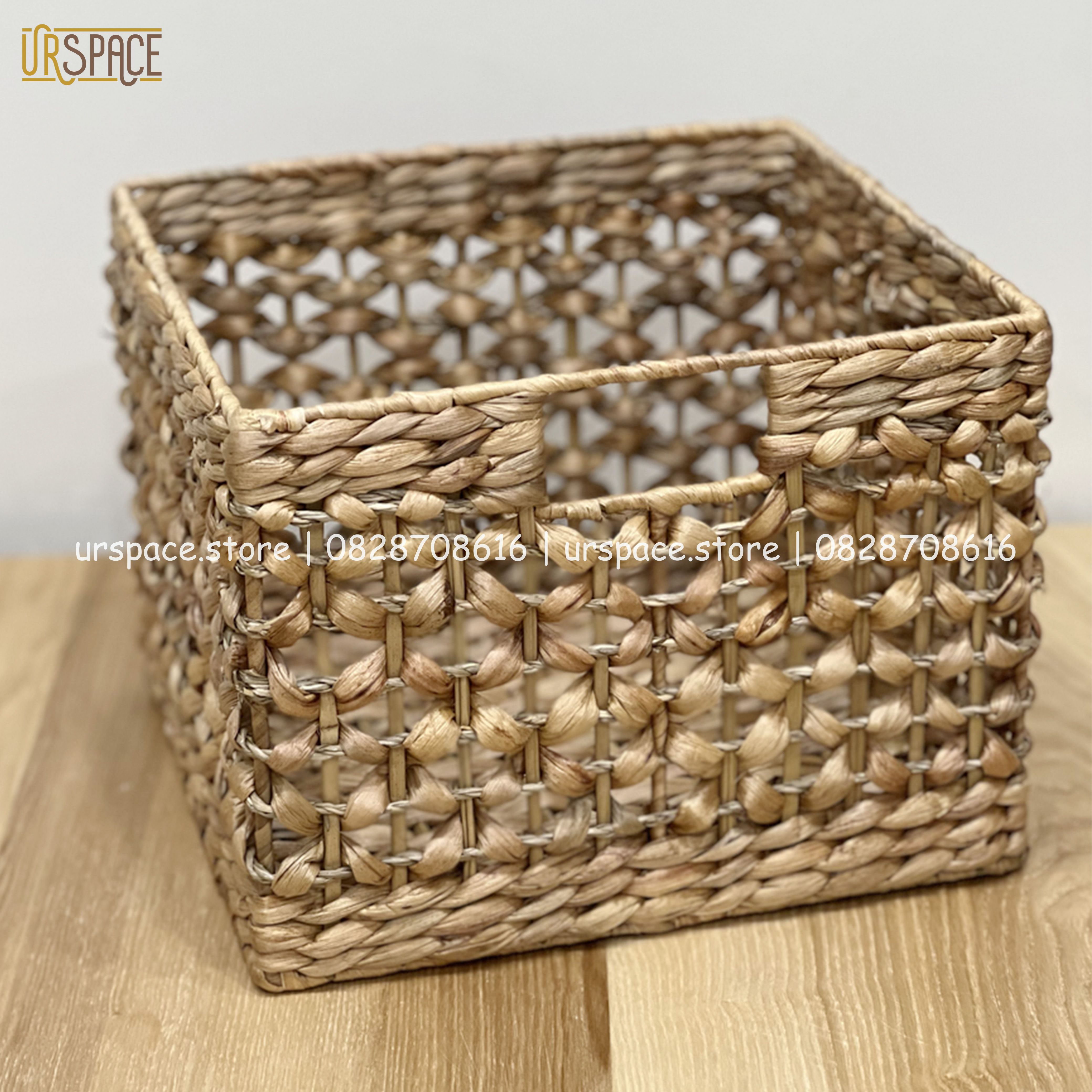 Sọt đựng đồ đa năng bằng lục bình sọt hình vuông handmade/ Hand-woven square cabinet basket for home decor