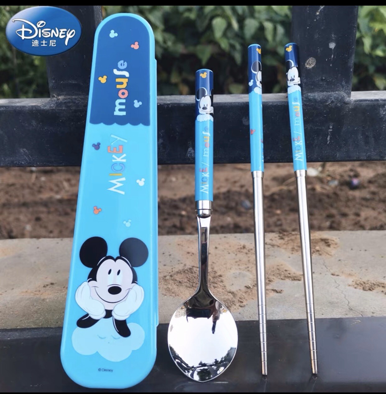 Set muỗng đũa inox hình Mickey siêu cute cho bé trai - PDM2018X