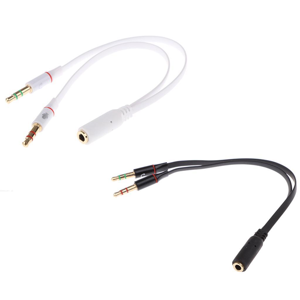 PC Headset to Phone Adapter 3.5mm Female to 2  Splitter Cable Black