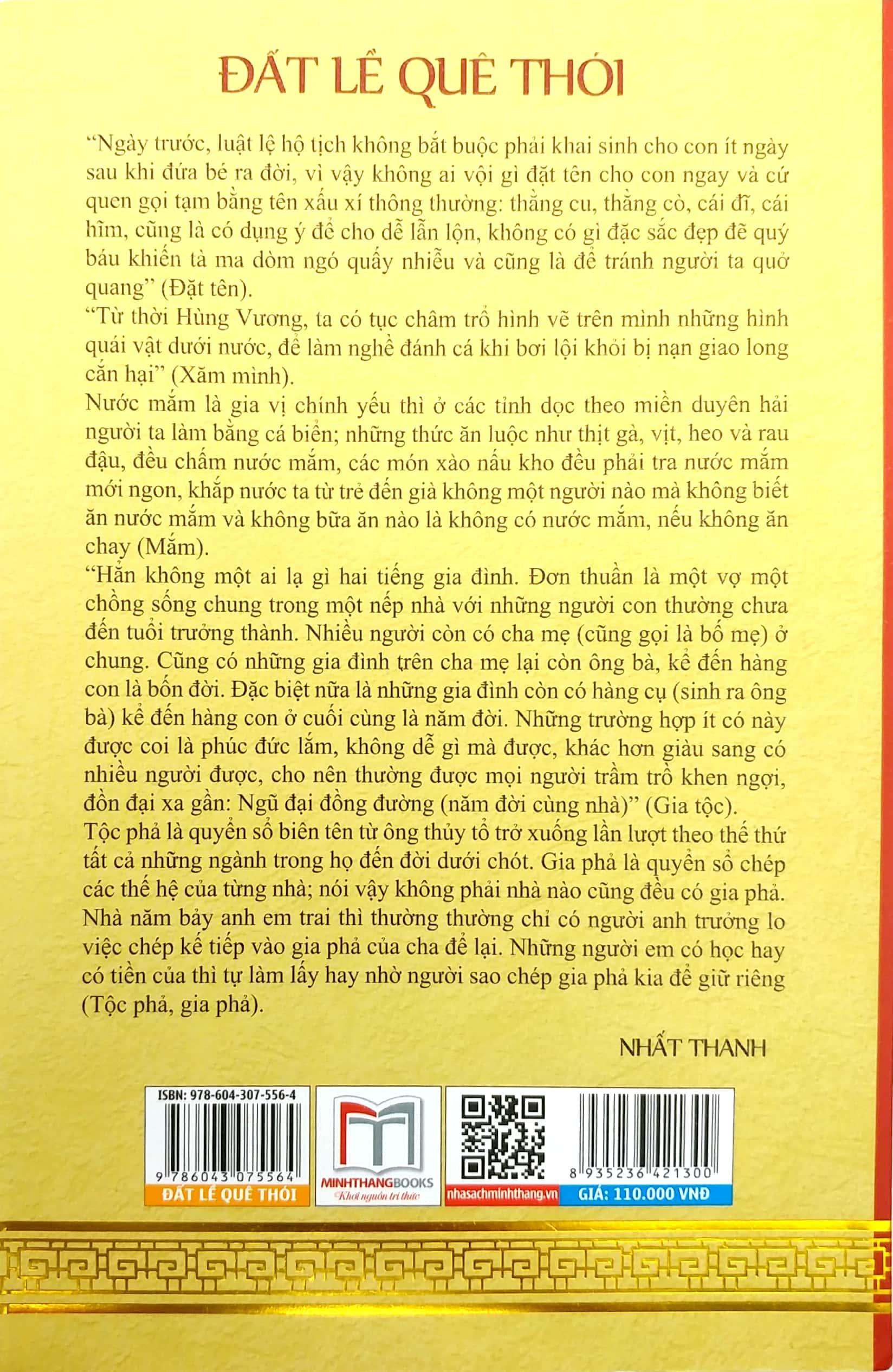Sách Đất Lề Quê Thói - Phong Tục Việt Nam (Bìa Mềm)(Tái Bản 2020)