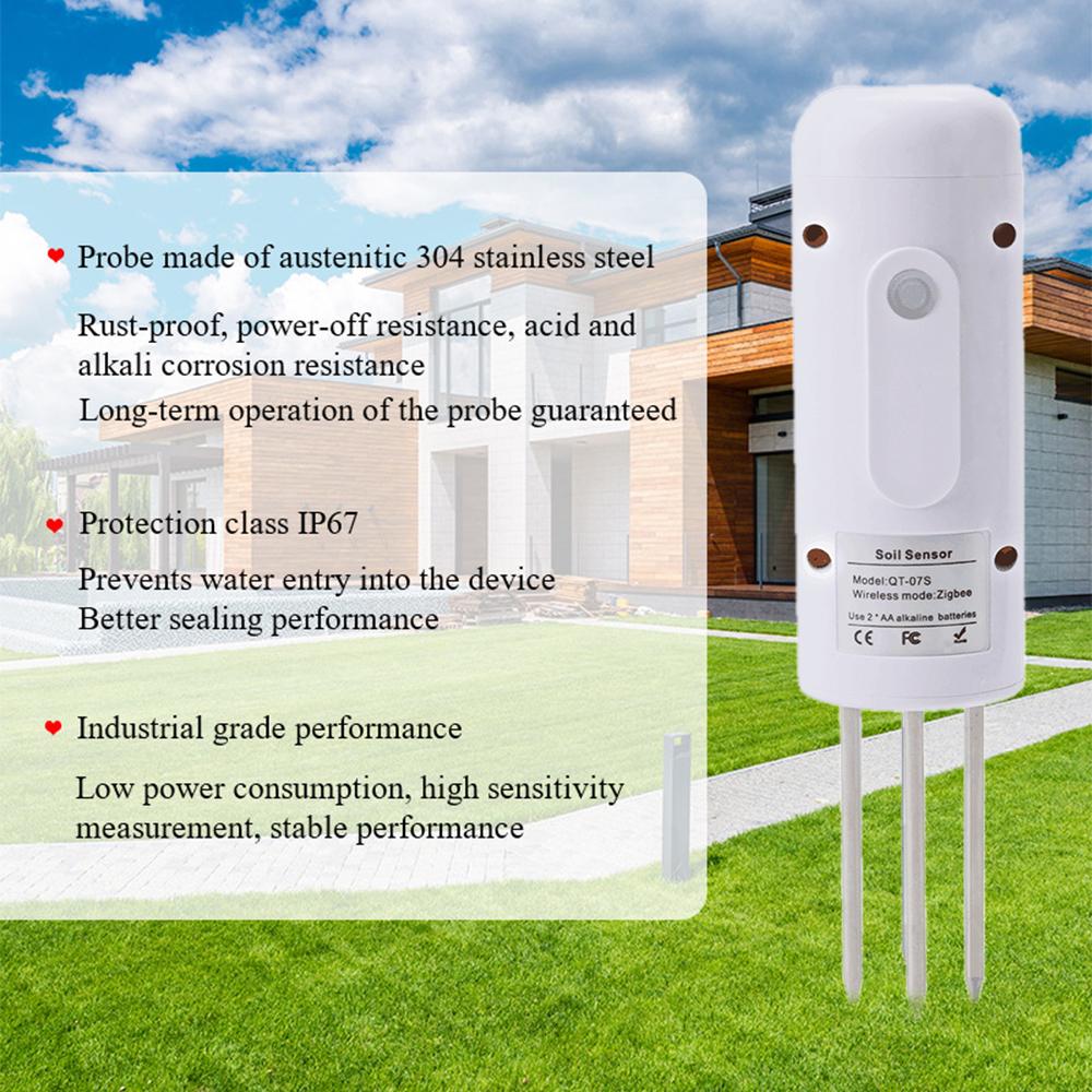 Tuya Zigbee Wireless Soil Moisture Meter Temperature Humidity Tester Plant Monitor IP67 Waterproof Detector for Garden Planting