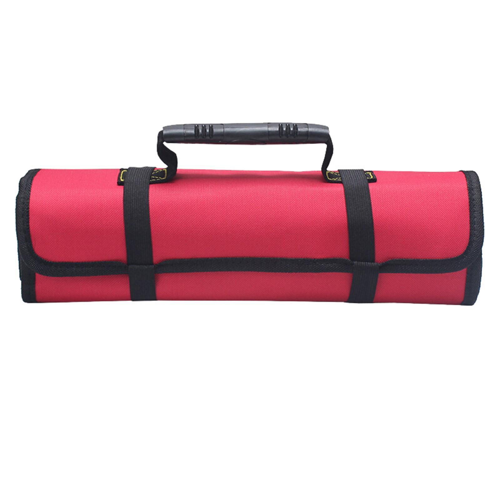 Roll up Tool Bags Wrap Roll Organizer Carry Bag Canvas Carrying Handles Wrench Pouch for Repair Tools Screwdriver Motorcycle Electricians