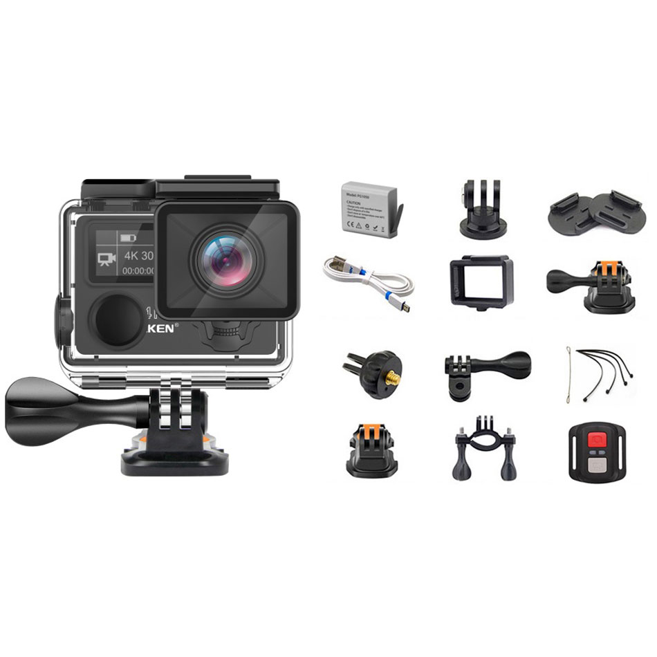 Camera hành trình sports Eken HR9 Ultra HD Wifi quay video 4K tặng đầy đủ bộ phụ kiện lắp đặt trên cả ô tô xe máy - Hàng nhập khẩu nguyên bộ