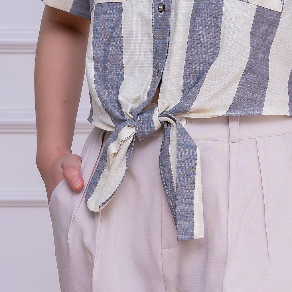Áo kiểu sơ mi nữ thắt nơ eo TKFASHION SMKA197