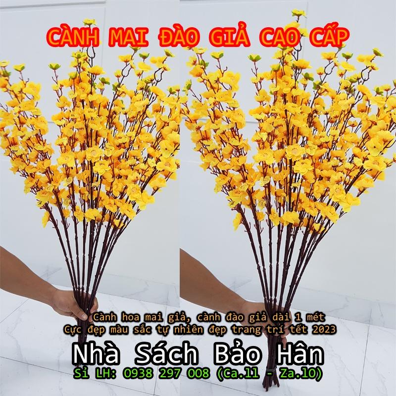 Hoa đào hoa mai giả dài 1m cực đẹp màu sắc tự nhiên giống thật trang trí Tết 2023